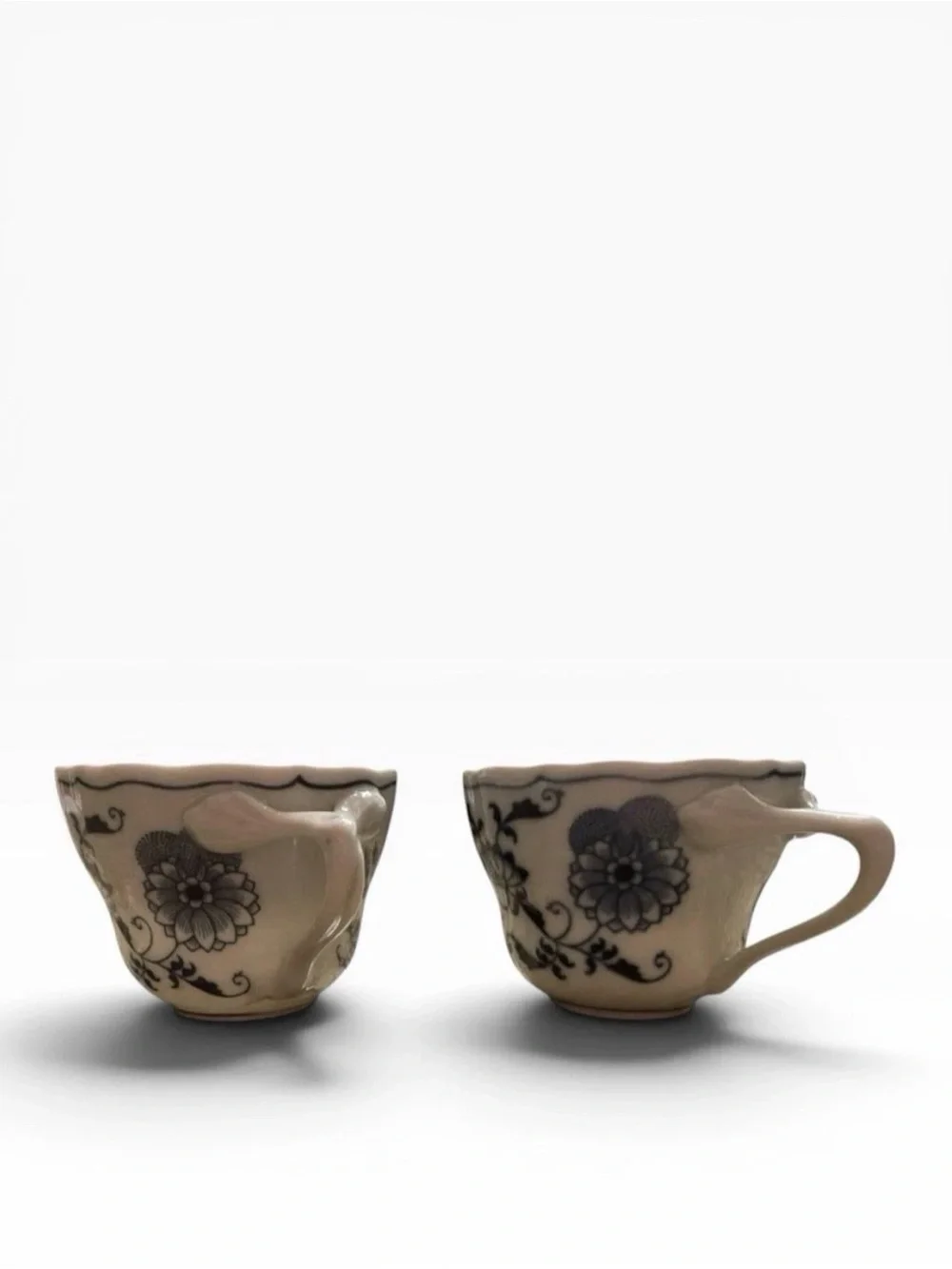 Blue Danube Onion Pattern Teacups Set of 2 Vintage Blue & White Japan